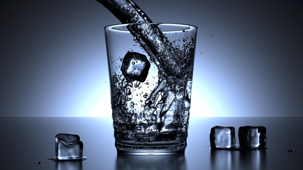 glass, water, ice cubes, drink, cold, blue, glass of water, cold water, cold drink, refreshment, pour, pouring, pouring water, water, water, water, drink, cold water, cold water, cold water, cold water, nature, cold water